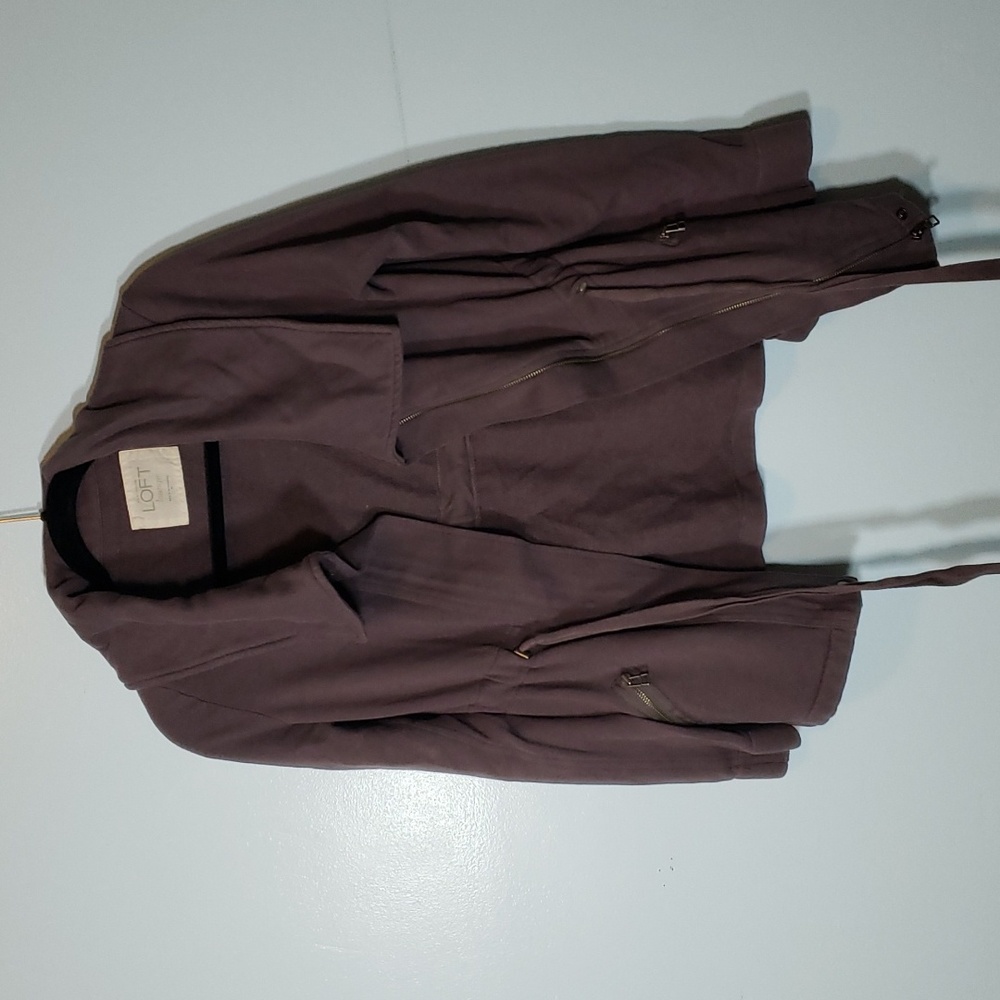 Ann Taylor Loft Lounge Brown Casual Sweatshirt Full Zip Jacket size M